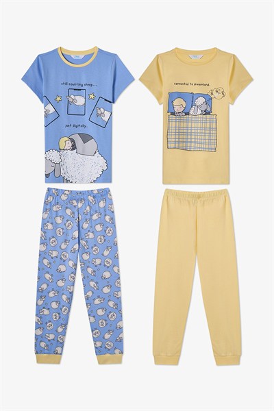 Mavi Erkek Çocuk Sheepy 2li Pijama Takımı