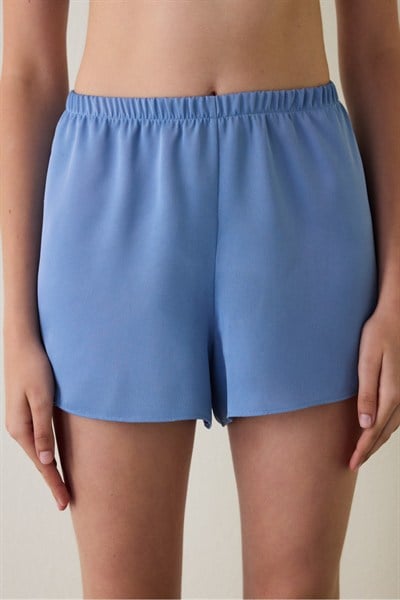 Mavi Luna Dantelli Saten Şort Pijama Altı