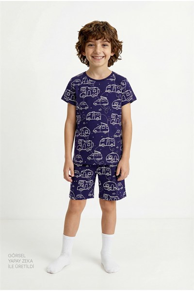 Mint Yeşili Erkek Çocuk Adventure Await Pamuklu 2li Pijama Takımı