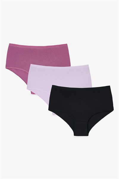 Renkli Fair Orchid 3lü Yüksek Bel Slip Külot