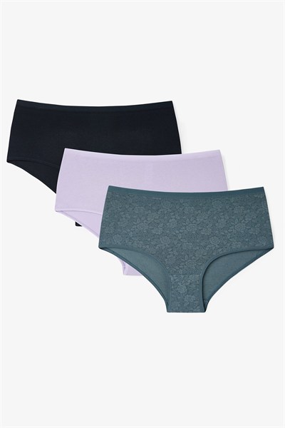 Renkli Pure Feel 3lü Yüksek Bel Slip Külot