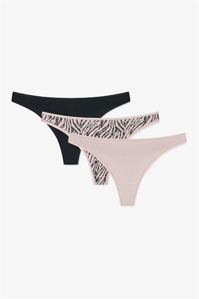 Renkli Zebra Dance 3lü Tanga Külot