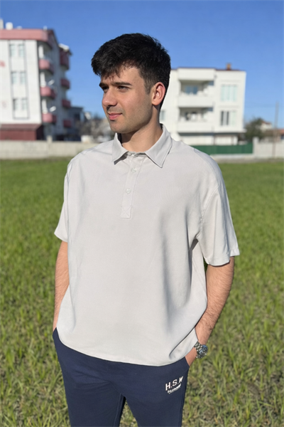 Gri Polo Yaka Erkek Tişört