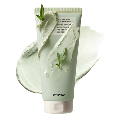 WHIPPED Mugwort Tea Tree Face Mask Cleanser+Madecassoside 130g (Kızarıklık ve Sivilce Karşıtı, Onarıcı 2si 1 Arada Yüz Yıkama Maskesi)