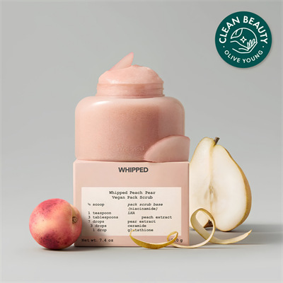 WHIPPED Peach Pear Vegan Pack Scrub 210g (Ölü Deri Arındırıcı ve Cilt Tonu Canlandırıcı Yüz ve Vücut Scrubu)