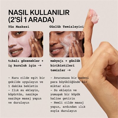 WHIPPED Strawberry Vanilla Face Mask Cleanser+Niacinamide 130g (Gözenek Sıkılaştırıcı ve Aydınlatıcı 2si 1 Arada Yüz Yıkama Maskesi)