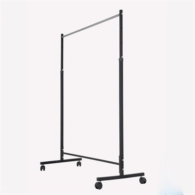 1 Metre Metal, Tekerlekli Konfeksiyon Askılığı - Siyah Askılık - Ayarlanabilir Elbise Askısı