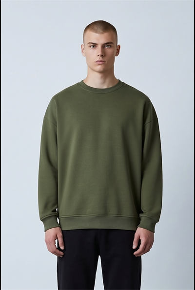 HAKİ BİSİKLET YAKA BASİC SWEATSHİRT 7010