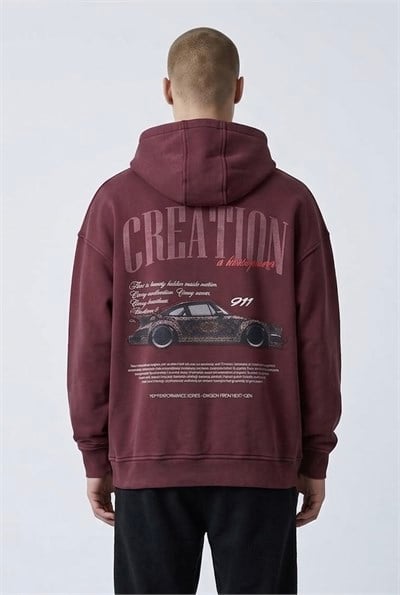 YIKAMALI PORSCHE 911 NAKIŞLI KAPŞONLU SWEATSHİRT 7057