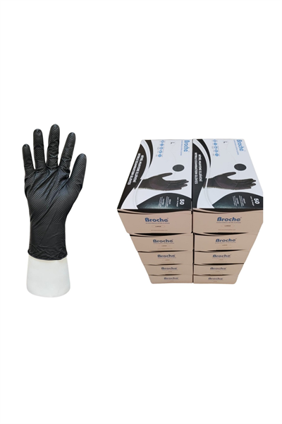 ELMAS DOKULU EKSTRA KALIN SİYAH NİTRİL ELDİVEN L BEDEN 10LU PAKET