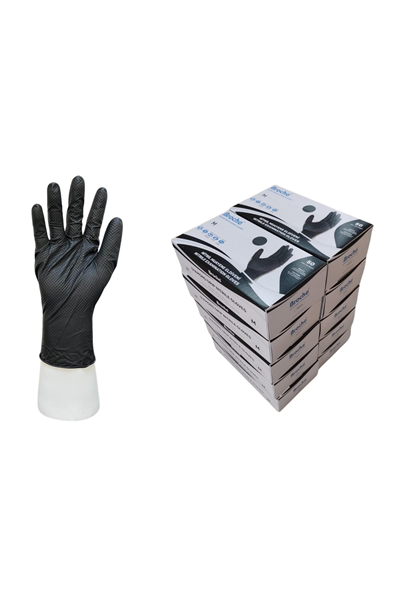 ELMAS DOKULU EKSTRA KALIN SİYAH NİTRİL ELDİVEN M BEDEN 10LU PAKET