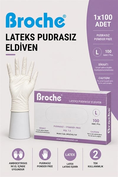 LATEKS PUDRASIZ MUAYENE ELDİVENİ L BEDEN 100 ADET