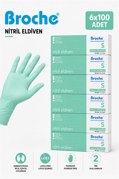 PUDRASIZ NİTRİL ELDİVEN TURKUAZ YEŞİLİ 6LI PAKET