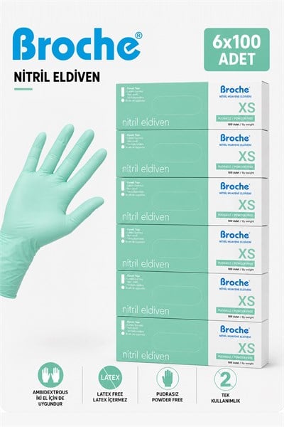 PUDRASIZ NİTRİL ELDİVEN TURKUAZ YEŞİLİ 6LI PAKET