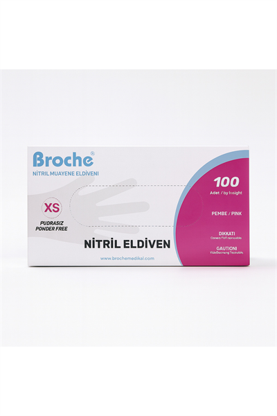 Pudrasız Nitril Eldiven XS Pembe 100lü | Lateks İçermez