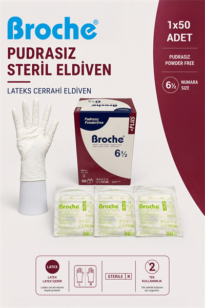 PUDRASIZ STERİL CERRAHİ ELDİVEN NO :6,5 (50 ÇİFT)