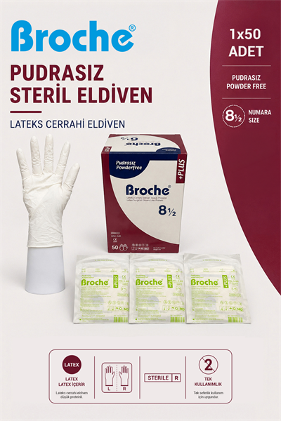 PUDRASIZ STERİL CERRAHİ ELDİVEN NO: 8,5 (50 ÇİFT)