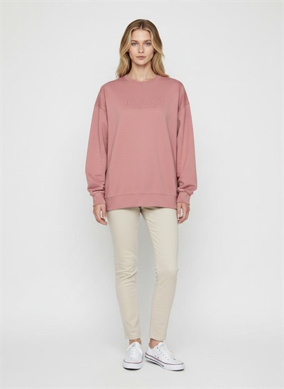 İKOLL  Nuvia True Icon Oversize Kadın Sweatshirt Pudra Rengi