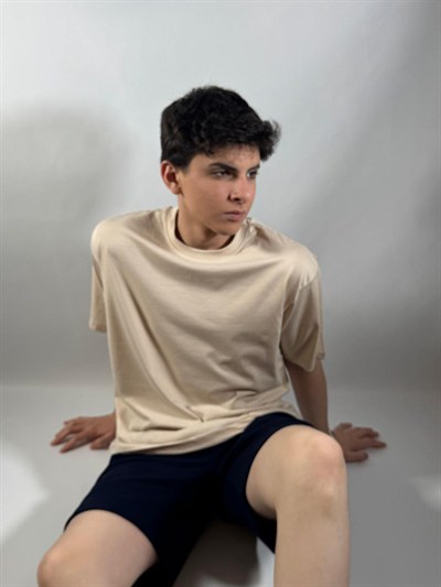 LADUREN SEREİN OVERSİZE UNISEX ERKEK T-SHIRT BEJ