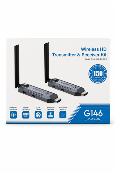 150 Metre Kablosuz HDMI Görüntü Aktarım Seti (Wireless Transmitter & Receiver) G146 