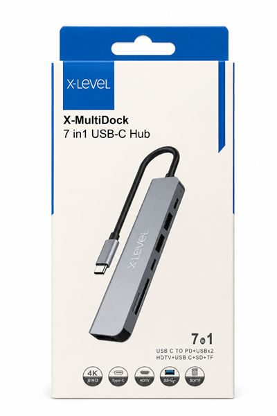 7 Port Type-C Hub Dönüştürücü (MacBook, iPad Uyumlu 100W)