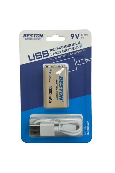 Beston 9v type-c ile şarj edilebilir pil