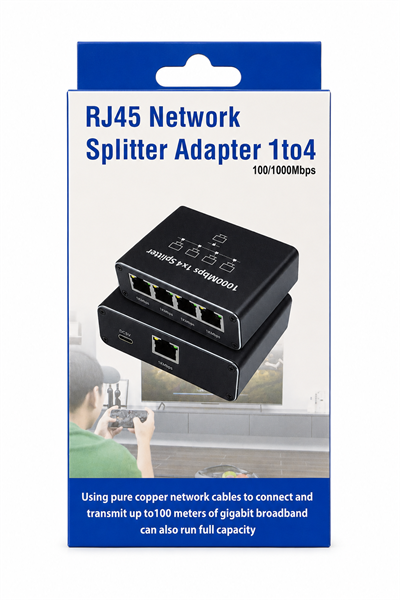 Network Çoğaltıcı Adaptör 1'den 4'e (100/1000Mbps) Gigabit Ethernet Çoklayıcı - RJ45 