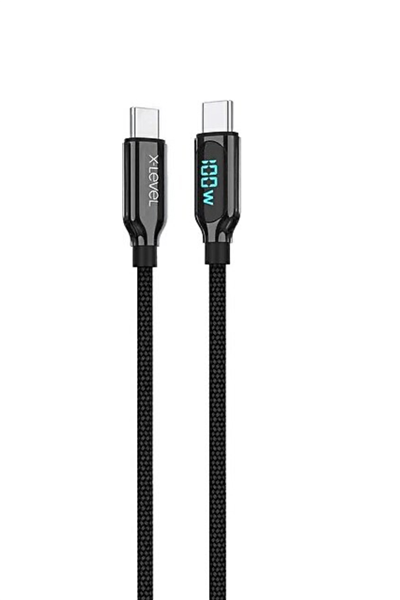 X-LEVEL XPOWERLED XCC8407 100W TYPE-C TO TYPE-C DİJİTAL ŞARJ KABLOSU SİYAH