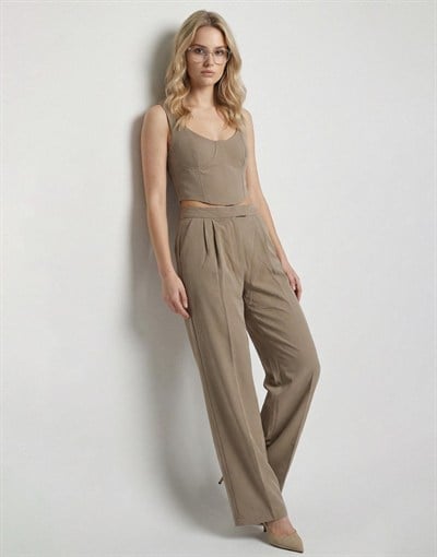 Çift Pileli Palazzo Pantolon
