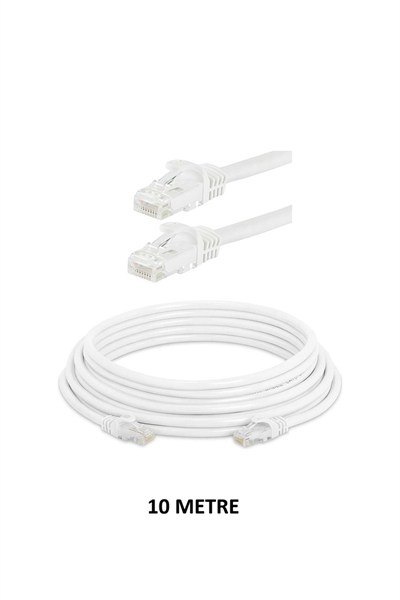 CAT6 Ethernet Kablosu 10mt - RJ45 Hazır Başlıklı İnternet Kablosu