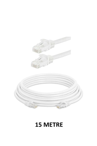 CAT6 Ethernet Kablosu 15mt - RJ45 Hazır Başlıklı İnternet Kablosu