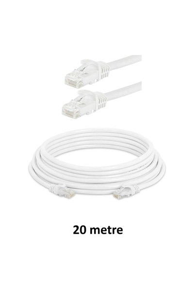 CAT6 Ethernet Kablosu 20 mt - RJ45 Hazır Başlıklı İnternet Kablosu