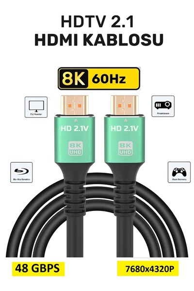 Ultra Hdtv 8k Yüksek Hızlı 2.1V PREMIUM HDMI Kablosu 1,5 METRE