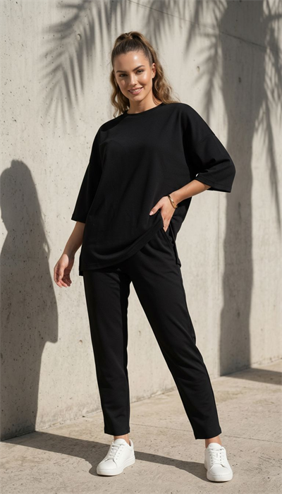Kacın Oversize Kesim Kısa Kol Basic Modal İkili Takım