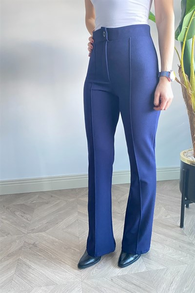 Kadın Likralı Düğmeli Pantolon