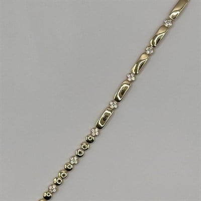 Modern Form Taş Detaylı Altın Görünümlü Zincir Bileklik