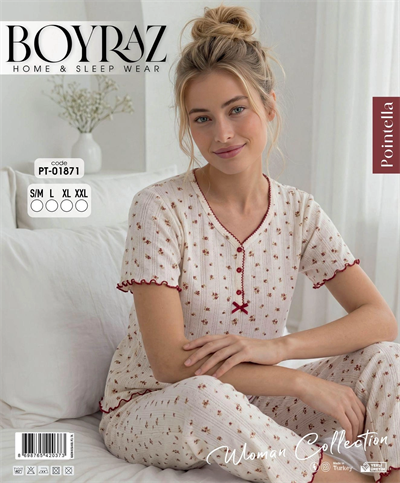 Boyraz PT-01871 Kadın Pointella Kısa Kol Pijama Takımı