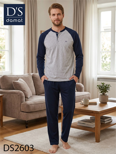D's Damat 2603 Erkek Mavenck Uzun Kol Pijama Takımı