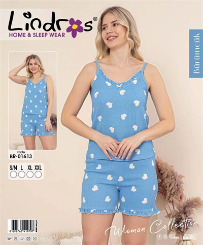 Lindros BR-01613 Kadın İp Askılı Bürümcük Şortlu Takım