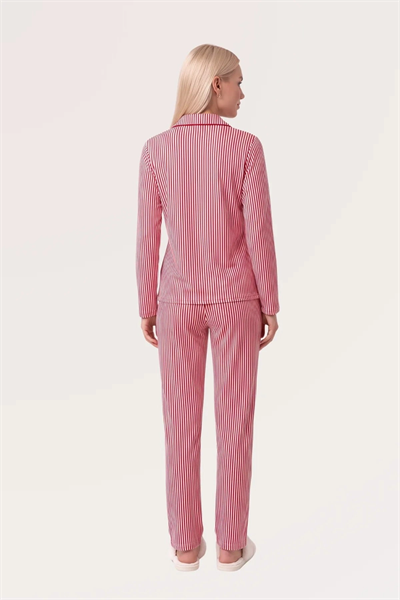 Pjs 30144 Kadın Çizgili Uzun Kol Pijama Takımı