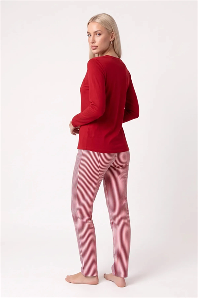 Pjs 30148 Kadın Uzun Kol Kalpli Pijama Takımı