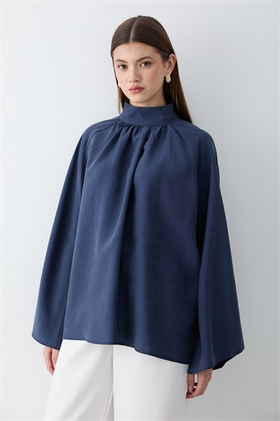 Kadın Hakim Yaka Pelerin Kollu Oversize Bluz