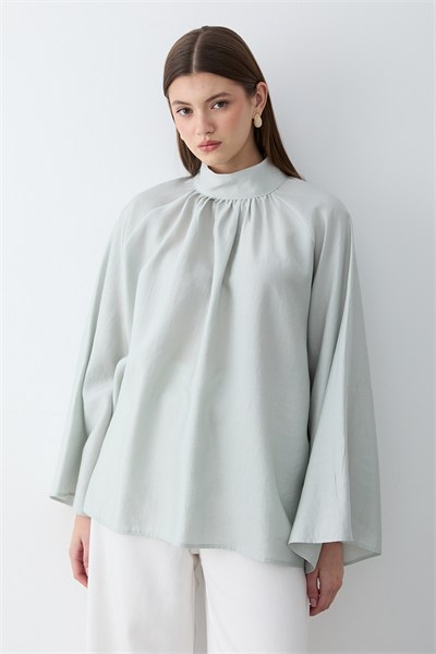 Kadın Hakim Yaka Pelerin Kollu Oversize Bluz