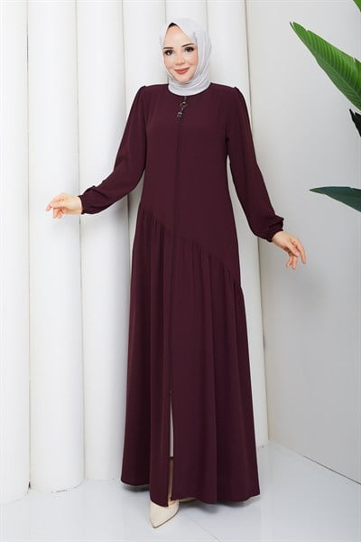ASİMETRİK KESİM FERACE / Bordo