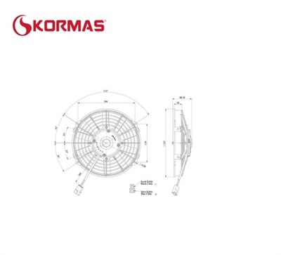 KORMAS 12V FAN MOTORU EMİCİ AKSİYEL 9 İNÇ (DIŞ ÇAP 229 MM)