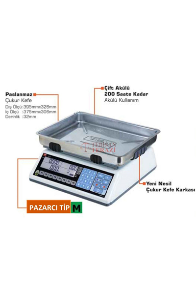 EGE LCD 15 KG X 2 / 5 GR FİYAT HESAPLAMALI TERAZİ