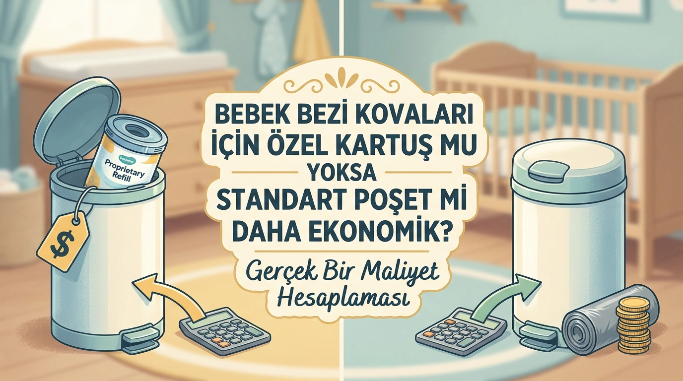 Bebek bezi çöp kovası için özel kartuş mu standart poşet mi daha ekonomik?  Gerçek Maliyet Hesabı