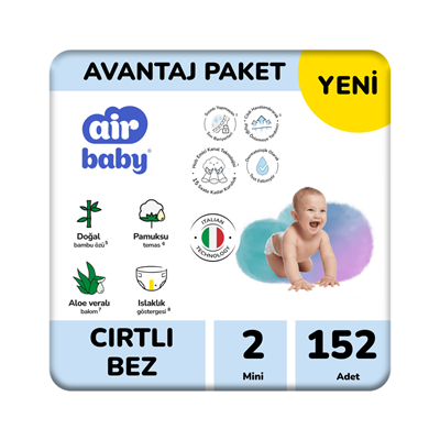 Air Baby Avantaj Paket Mini Bebek Bezi 2 Numara 152 Adet 3-6Kg