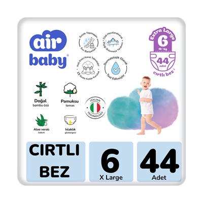 Air Baby Jumbo Paket X Large Bebek Bezi 6 Numara 44 Adet 15+ Kg