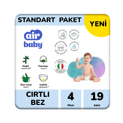 Air Baby Standart Paket Maxi Bebek Bezi 4 Numara 19 Adet 8-14 Kg